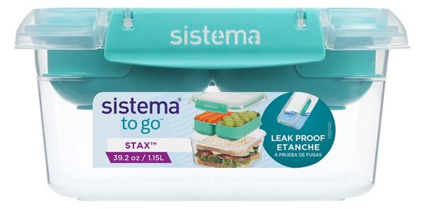 Sistema Dělený vodotěsný box na jídlo To Go STAX, 1,15 l, zelená
