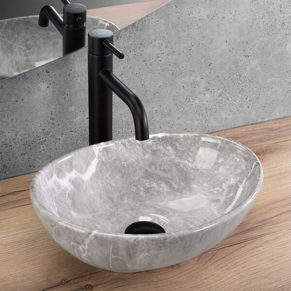 Rea Sofia Mini, umyvadlo na desku 350x260x125 mm, imitace kamene - šedá Grigio, REA-U9237