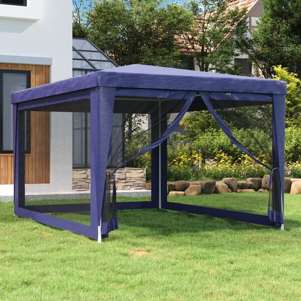 Party stan se 4 síťovanými bočnicemi modrý 3 x 4 m HDPE
