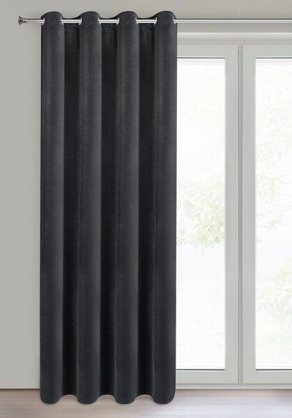 ZATEMŇOVACÍ ZÁVĚS (100%) NA KROUŽCÍCH NITA 140X250 CM ČERNÁ