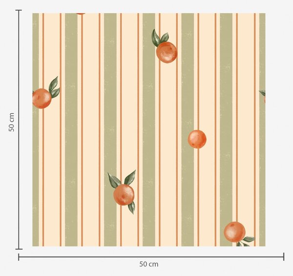 Tapety Oranžové ovoce na olivově zelených a krémových pruzích, Tapety geometrie, Tapety pruhy, a01263v3 : uwalls.cz