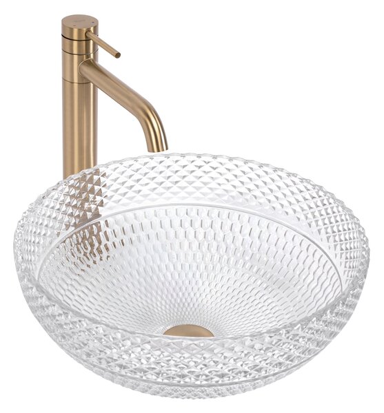 Rea Sue, skleněné umyvadlo na desku 400x400x165 mm, čirá, REA-U4702