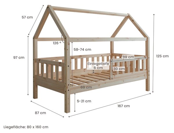 DĚTSKÁ POSTEL SE STŘÍŠKOU 80/160 cm, MID.YOU - Dětské pokoje sestavy, Online Only
