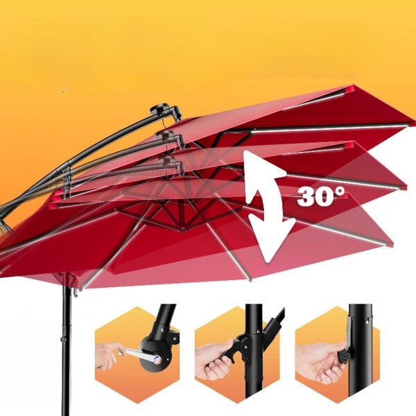 Deuba LED slunečník Mali Ø350 cm - červený
