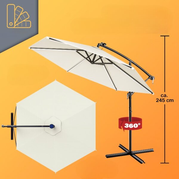 Deuba LED slunečník Mali Ø350 cm - krémový