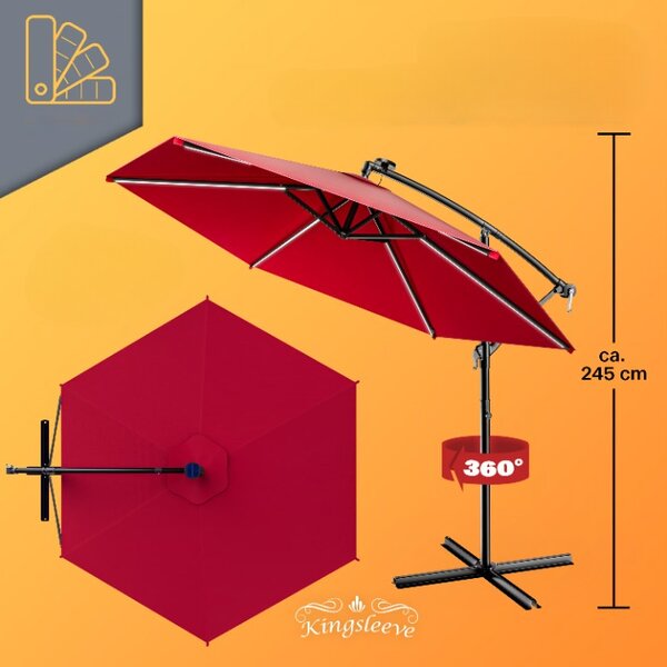 Deuba LED slunečník Mali Ø350 cm - červený