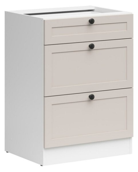 Kuchyňská skříňka Junona Ramka 60 cm, šuplíky, bílá/kašmír