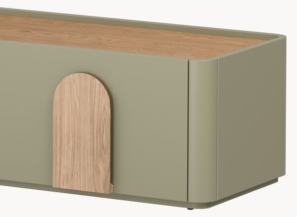 Moderní televizní stolek Amilio 170 cm s zásuvkou - eukalyptus / dub baltic dune / úchyty dub přírodní