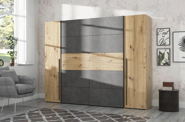 ŠATNÍ SKŘÍŇ, šedá, dub artisan, 270,3/210/61,2 cm Carryhome - Šatní skříně, Online Only