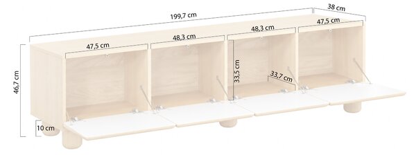 Televizní stolek Arlo 200 cm čtyřdveřový - dub vicenza