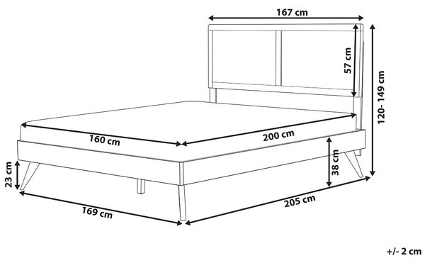 Postel ISTRES 160 x 200 cm Tmavý jasan