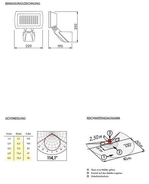 BEG 92627 LED reflektor FL2N-LED-230 bílá 2508lm 4000K 26,6W se senzorem pohybu - BEG