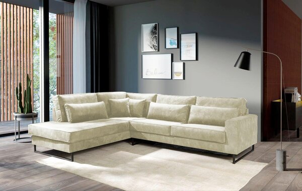 ROHOVÁ SEDAČKA, textil, kompozitní dřevo, béžová Livetastic - Sedací soupravy, Online Only