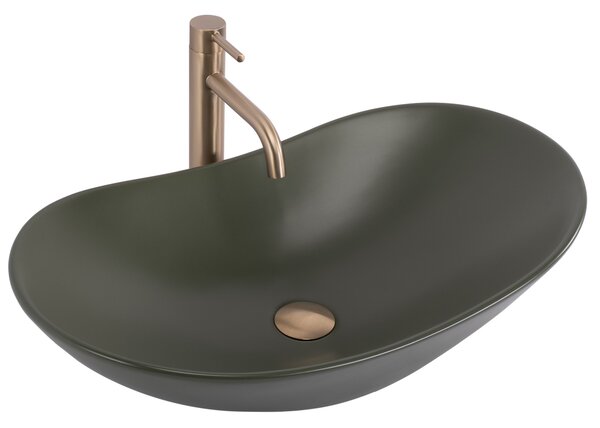 Rea Royal, umyvadlo na desku 615x355x155 mm, zelená matná, REA-U6372