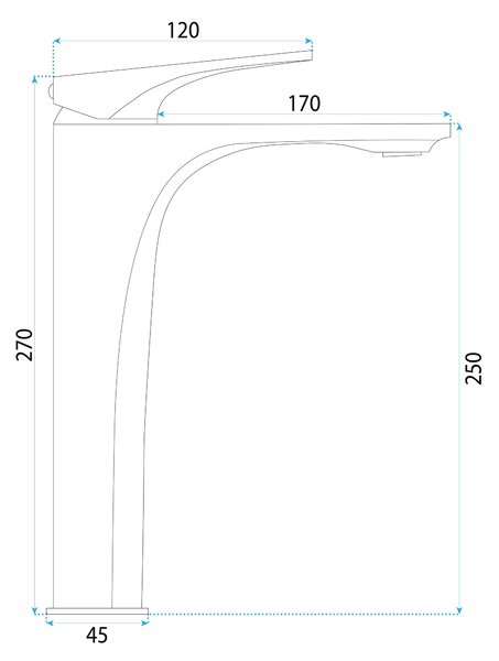 Rea Joe, vysoká umyvadlová baterie h-285, zlatá matná, REA-B8991