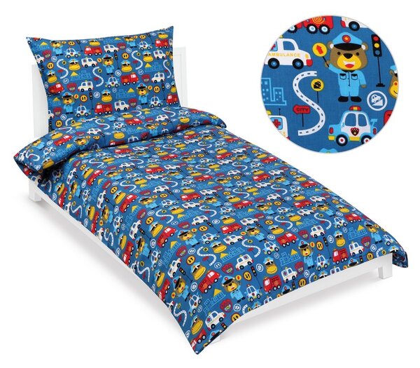BELLATEX Bavlněné povlečení dětské Junior Modrá 140x200, 70x90 cm