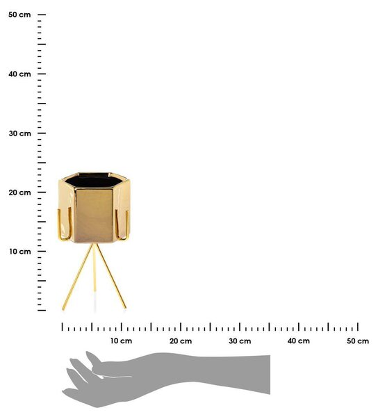KERAMICKÝ KVĚTINÁČ SE STOJÁNEM SASHI 20X9,5 CM ZLATÁ