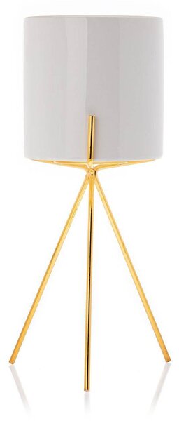 KERAMICKÝ KVĚTINÁČ SE STOJÁNEM EMMA SMOOTH 28X13 CM BÍLÁ