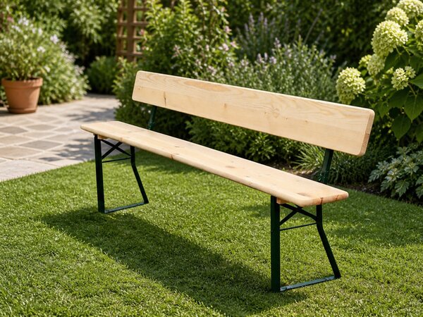 Pivní lavice Premium s opěrkou 220x25 cm – masiv borovice