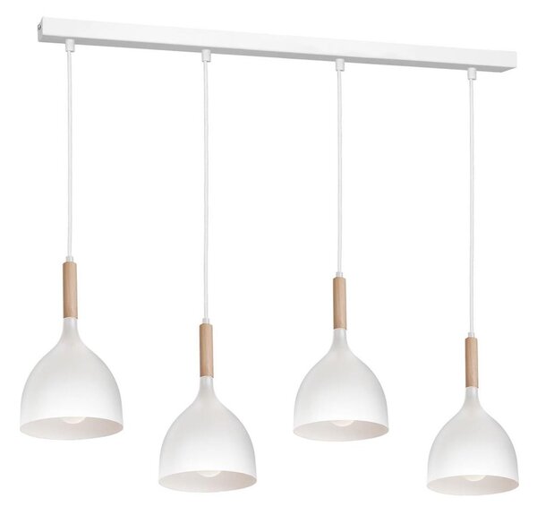 Lustr na lanku NOAK WOOD 4xE27/15W/230V bílá/buk
