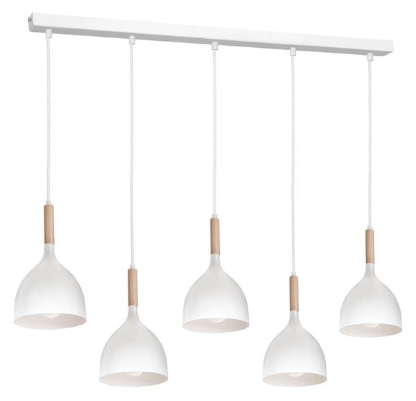 Lustr na lanku NOAK 5xE27/15W/230V bílá/buk