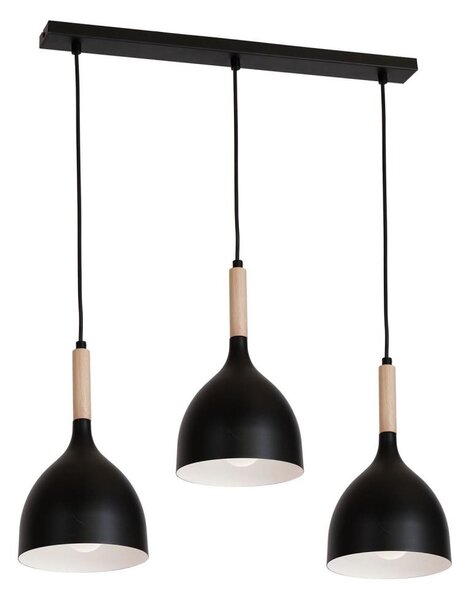 Lustr na lanku NOAK WOOD 3xE27/15W/230V černá/buk