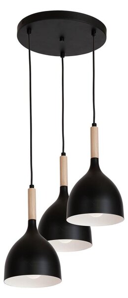 Lustr na lanku NOAK WOOD 3xE27/15W/230V černá/buk