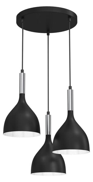 Lustr na lanku NOAK 3xE27/15W/230V černá/chrom