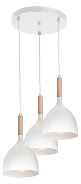 Lustr na lanku NOAK WOOD 3xE27/15W/230V bílá/buk