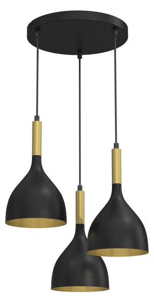 Lustr na lanku NOAK 3xE27/15W/230V černá/zlatá