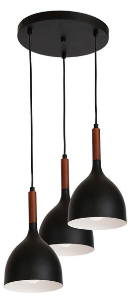 Lustr na lanku NOAK WOOD 3xE27/15W/230V černá/buk