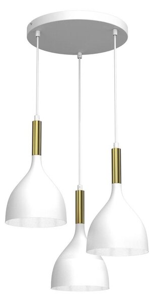 Lustr na lanku NOAK 3xE27/15W/230V bílá/zlatá