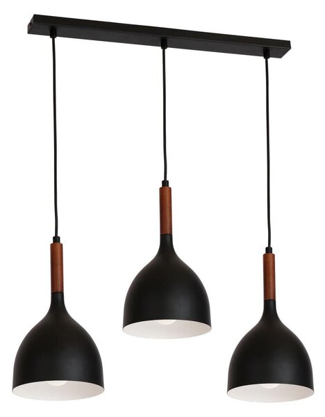 Lustr na lanku NOAK WOOD 3xE27/15W/230V černá/buk