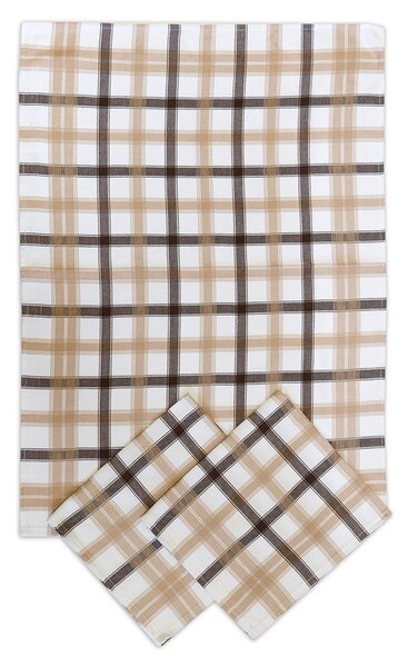 Tegatex Utěrka bambus 3 ks - kostka výrazná hnědá 50*70 cm