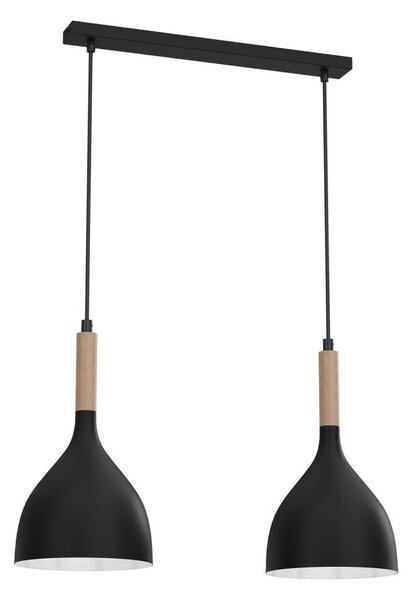 Lustr na lanku NOAK WOOD 2xE27/15W/230V černá/buk