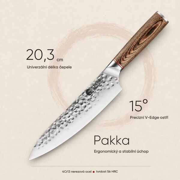 Japonský šéfkuchařský nůž z nerezové oceli SaKuRo Pakka-B 20,3 cm