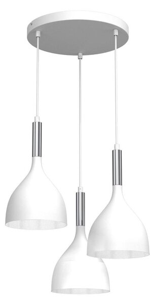 Lustr na lanku NOAK 3xE27/15W/230V bílá/chrom