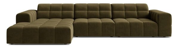 Khaki sametová rohová pohovka (levý roh/s lenoškou) Chicago – Cosmopolitan Design