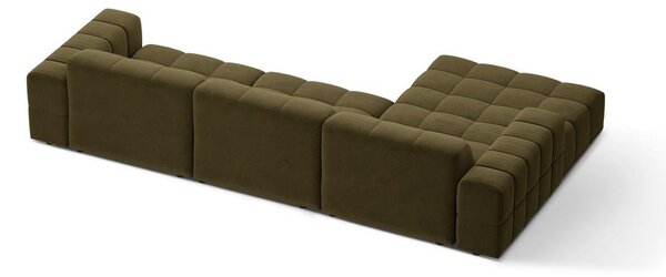 Khaki sametová rohová pohovka (levý roh/s lenoškou) Chicago – Cosmopolitan Design