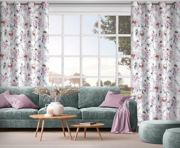 ZÁVĚS NA KROUŽCÍCH ROSELIN 140X250 CM KVĚTY