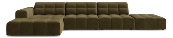 Khaki sametová rohová pohovka (levý roh/s lenoškou) Chicago – Cosmopolitan Design