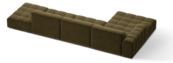 Khaki sametová rohová pohovka (levý roh/s lenoškou) Chicago – Cosmopolitan Design