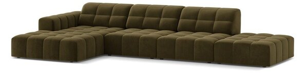 Khaki sametová rohová pohovka (levý roh/s lenoškou) Chicago – Cosmopolitan Design