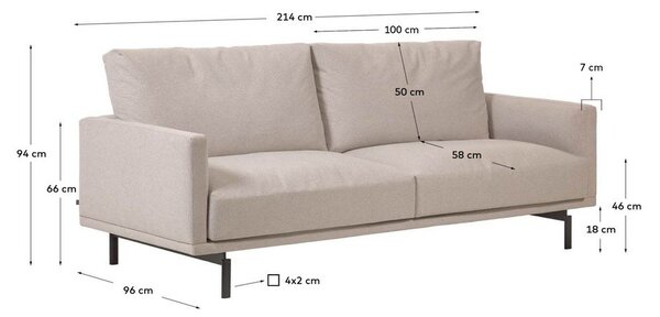 Béžová žinylková pohovka 214 cm Galene – Kave Home