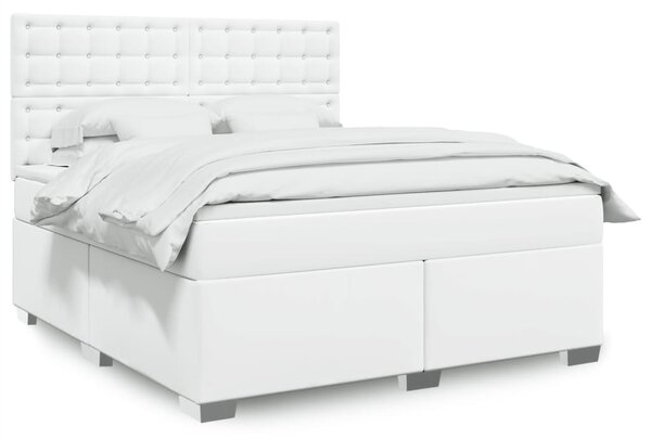 Box spring postel s matrací bílá 180x200 cm umělá kůže 3290733