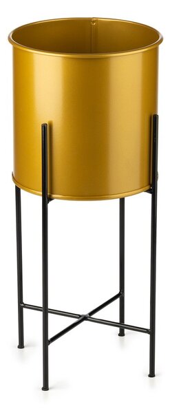 KOVOVÝ KVĚTINÁČ SE STOJÁNEM GLAMOUR 55X24 CM ZLATÁ/ČERNÁ