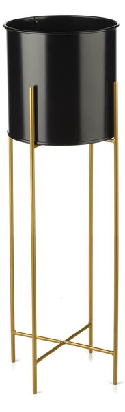 KOVOVÝ KVĚTINÁČ SE STOJÁNEM GLAMOUR 75X24 CM ČERNÁ/ZLATÁ