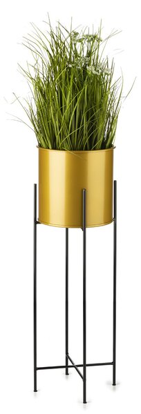 KOVOVÝ KVĚTINÁČ SE STOJÁNEM GLAMOUR 75X24 CM ZLATÁ/ČERNÁ