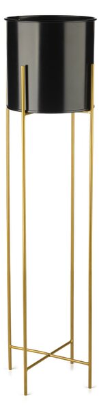 KOVOVÝ KVĚTINÁČ SE STOJÁNEM GLAMOUR 95X24 CM ČERNÁ/ZLATÁ