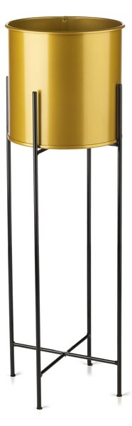 KOVOVÝ KVĚTINÁČ SE STOJÁNEM GLAMOUR 75X24 CM ZLATÁ/ČERNÁ